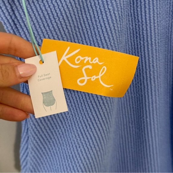 Light Blue Ribbed Swimsuit - Picture 8 of 9